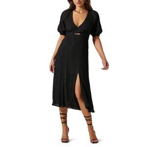 NWT $99 ASTR The Label Crossover Bust Midi Dress Black Size Small